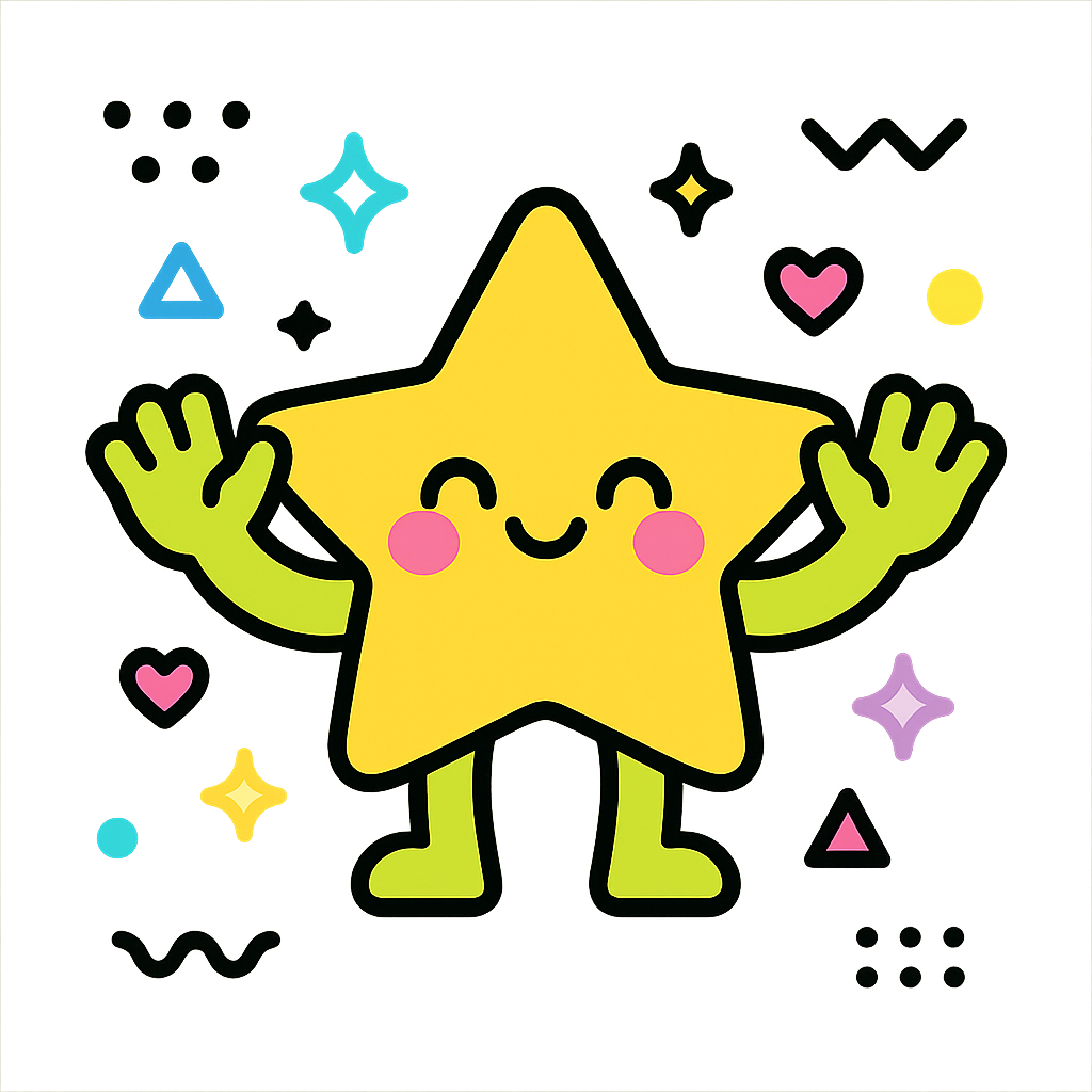 Illustration of Star character waves hello