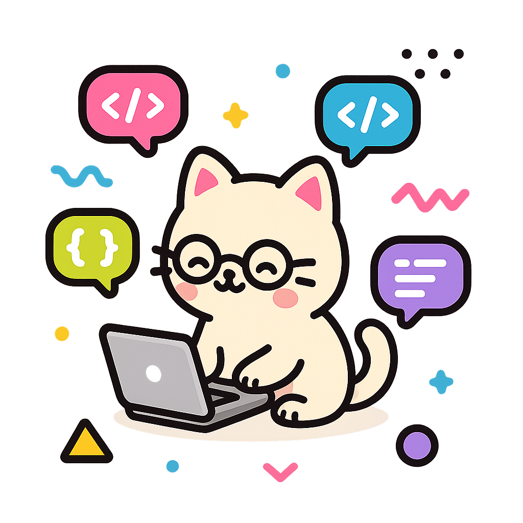 Illustration of Cat coding on laptop