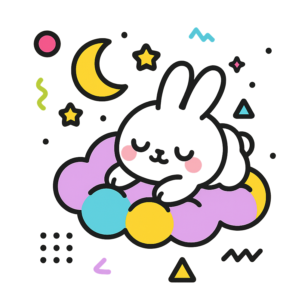Illustration of Bunny sleeping on cloud